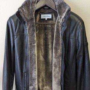 Calvin Klein Faux Leather Jacket, Faux Fur lining [men's small]